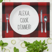 Alexa Command Spaß auf Büffalo kariert Geschirrtuch (Gefaltet)