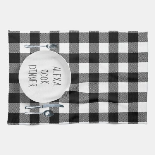 Alexa Command Spaß auf Buffalo Kariert Geschirrtuch (Horizontal)