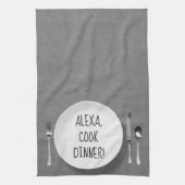 Alexa Command Spaß auf grau Geschirrtuch (Vertikal)