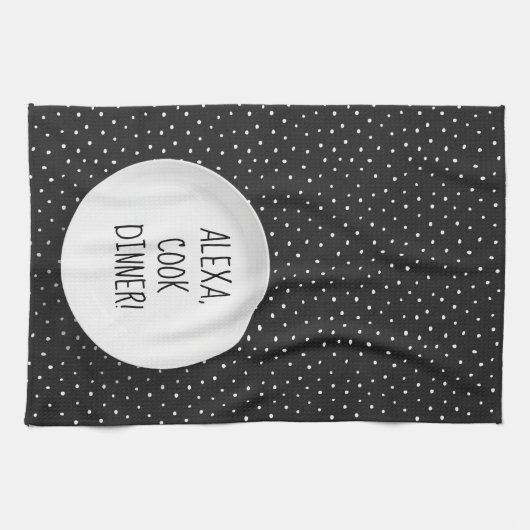 Alexa Command Spaß auf Polka-Punkten Geschirrtuch (Horizontal)