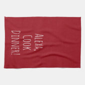 Alexa Command Spaß auf Rot Geschirrtuch (Horizontal)