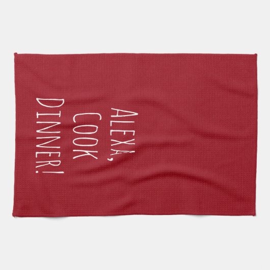 Alexa Command Spaß auf Rot Geschirrtuch (Horizontal)