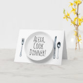 Alexa Command Weißer Esstisch Geburtstag Karte (Gelbe Blume)