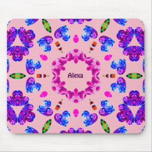 ALEXA ~ Glittering Herzmuster ~ Personalisiert ~ Mousepad