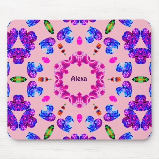 ALEXA ~ Glittering Herzmuster ~ Personalisiert ~ Mousepad (Vorne)