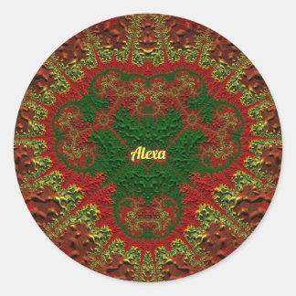 ALEXA HÜBSCH 3D! Gold, Rot und Grün ~ Runder Aufkleber