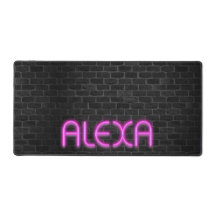 ALEXA in PINK Neon Leuchten auf Ziegel