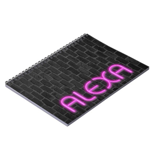 ALEXA in PINK Neon Lights Notebook Notizblock (Linke Seite)