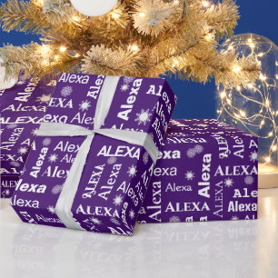 Alexa Individuelle Name mit Schneeflocken Geschenkpapier
