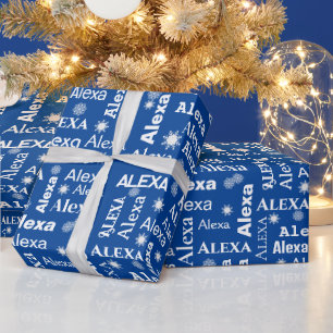 Alexa Individuelle Name mit Schneeflocken Geschenkpapier
