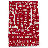 Alexa Individuelle Name mit Schneeflocken Mittlere Geschenktüte (Vorderseite)