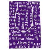 Alexa Individuelle Name mit Schneeflocken Mittlere Geschenktüte (Vorderseite)