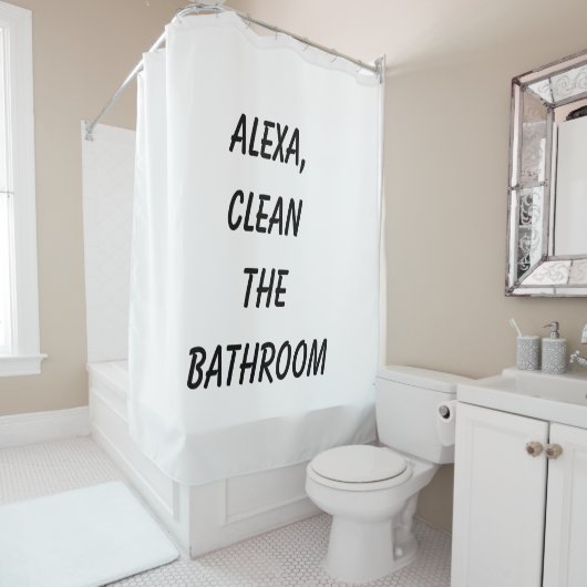 Alexa, reinigen Sie das Badezimmer Duschvorhang (Beispiel)