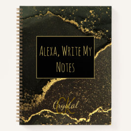 Alexa, schreibe meine Notizen Black and Gold Monog Notizblock