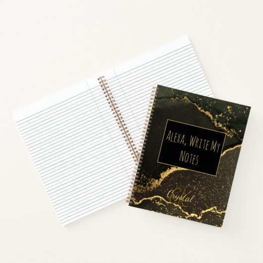Alexa Write My Notes Black and Gold Monogram  Notizblock (Innenseite)