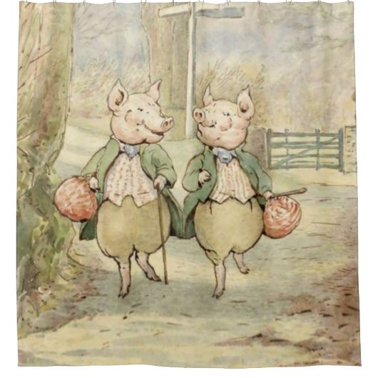 Alexander and Pigling Bland von Beatrix Potter Duschvorhang (Vorderseite)
