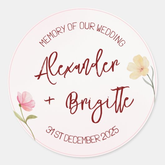 Alexander & Brigitte Hochzeit Runder Aufkleber (Vorderseite)