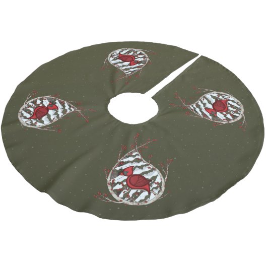 Alexander der Kardinal Tree Skirt Polyester Weihnachtsbaumdecke (Schrägansicht)