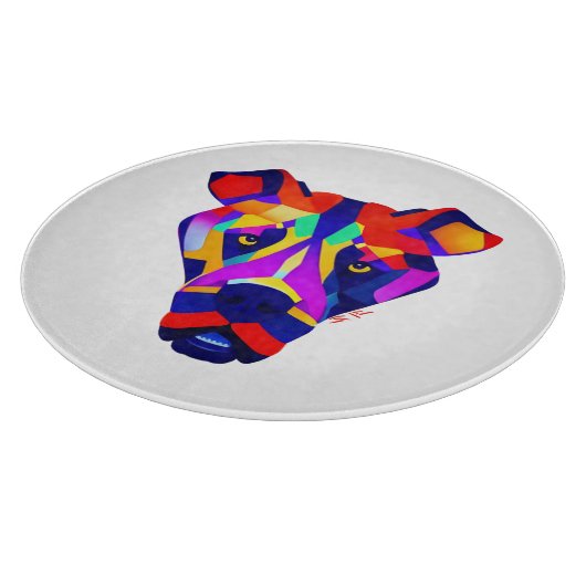 Alexander Dog white round glass cutting board Schneidebrett (Ecke)