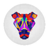 Alexander Dog white round glass cutting board Schneidebrett (Vorderseite)