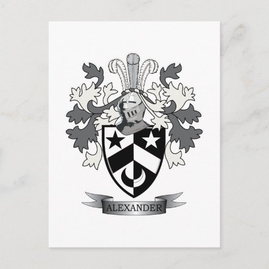 Alexander Family Crest Coat of Arms Postkarte (Vorderseite)