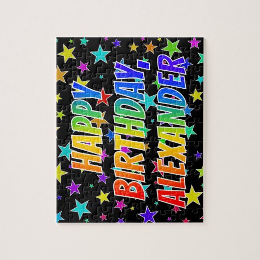 "ALEXANDER" First Name, Fun "HAPPY BIRTHDAY" Puzzle (Vertikal)