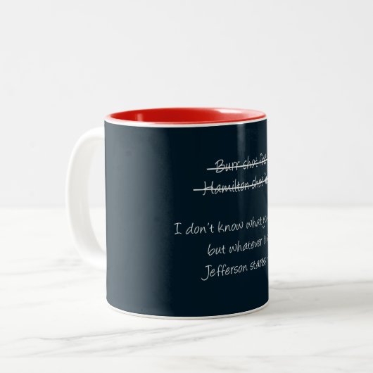 Alexander Hamilton Grat geschossenes erstes Zweifarbige Tasse (Vorderseite Links)