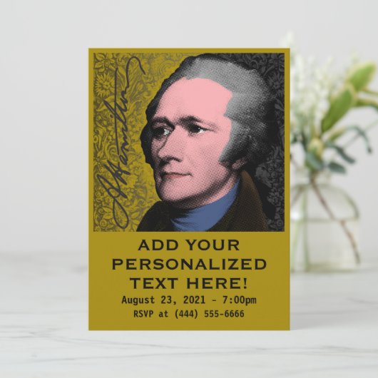 Alexander Hamilton Pop Art Portrait Einladung (Stehend Vorderseite)