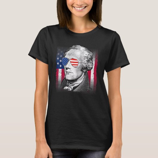 Alexander Hamilton USA Flag Patriotic American 4. T-Shirt (Vorderseite)