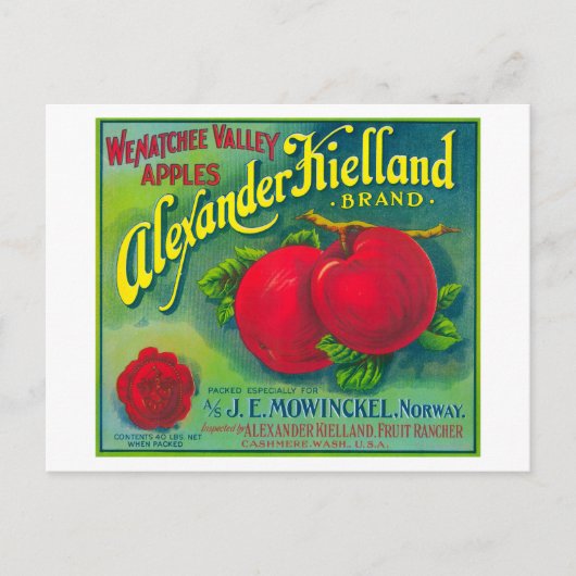 Alexander Kielland Apple Label - Cashmere, WA Postkarte (Vorderseite)