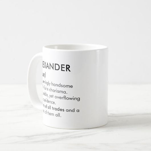 Alexander name, Editable name, Custom name Kaffeetasse (Vorderseite Links)