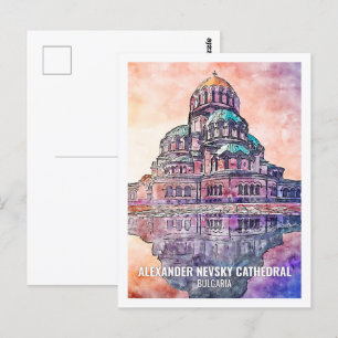 Alexander-Newski-Kathedrale Reiseort Wasserfarbe Postkarte
