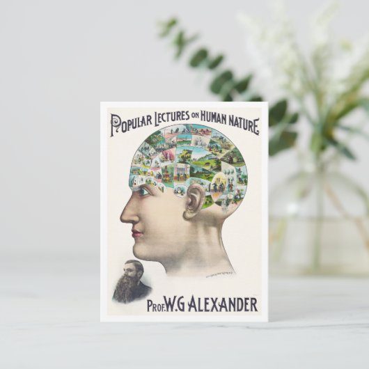 Alexander Phrenology Lecture Werbung Postkarte (Stehend Vorderseite)
