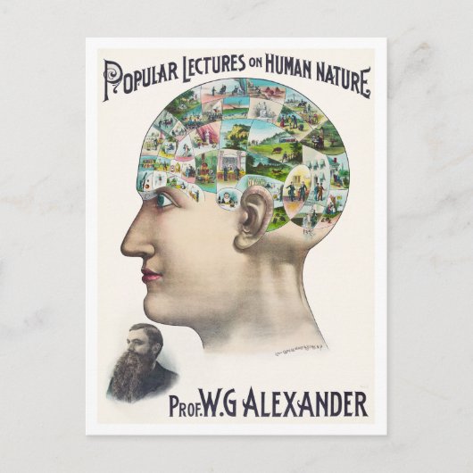 Alexander Phrenology Lecture Werbung Postkarte (Vorderseite)