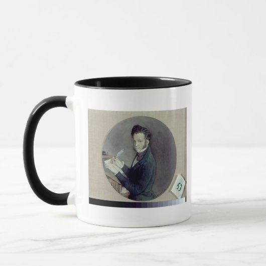 Alexander Pushkin bei Arbeit, 1899 Tasse (Links)