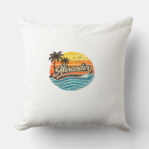 Alexander Retro-Sonnenuntergangs-Name-Design Kissen