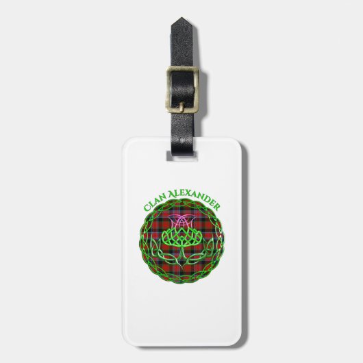 Alexander Scottish Tartan Celtic Thistle Gepäckanhänger (Vorderseite vertikal)