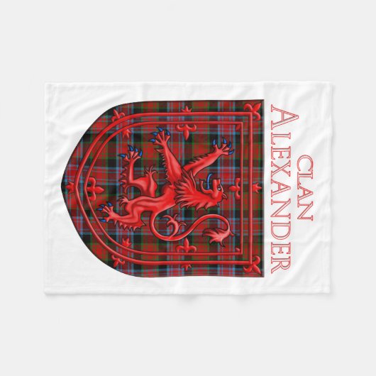 Alexander Tartan Scottish Plaid Lion Rampant Fleecedecke (Vorderseite (Horizontal))