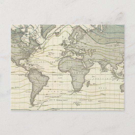 Alexander von Humboldts System-Isothermie-Kurven Postkarte (Vorderseite)