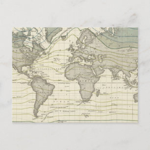 Alexander von Humboldts System-Isothermie-Kurven Postkarte