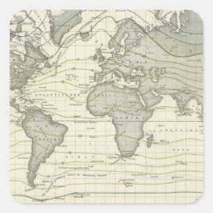 Alexander von Humboldts System-Isothermie-Kurven Quadratischer Aufkleber