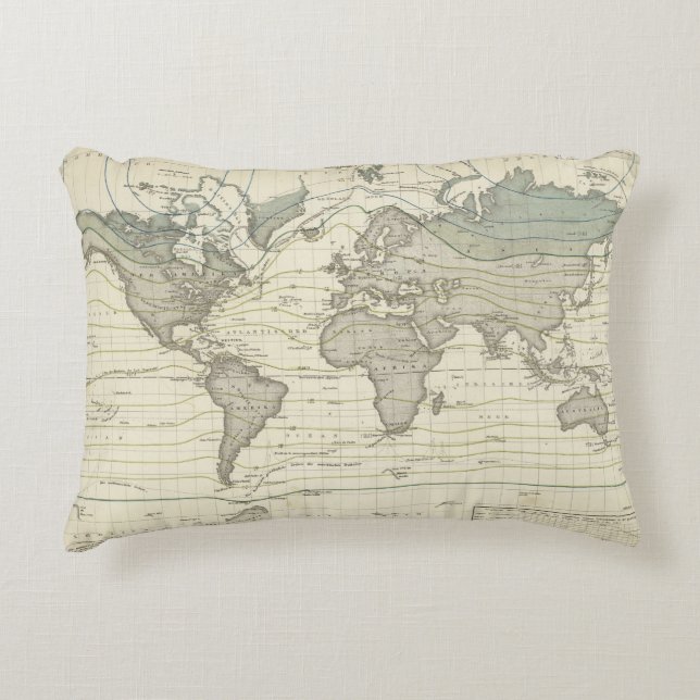 Alexander von Humboldts Systems-Isothermalkurven Zierkissen (Vorderseite)