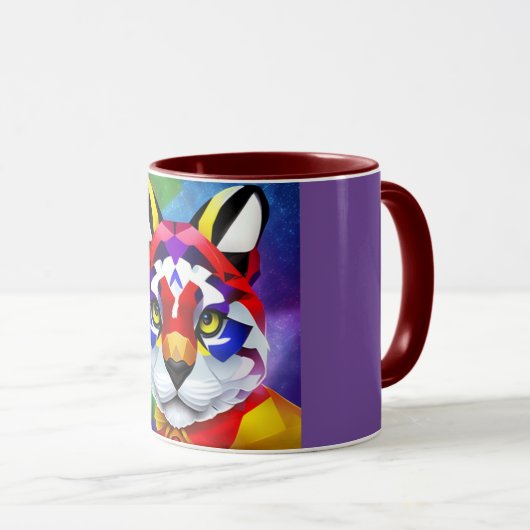Alexanders Cat lila und bordeauxfarbene Mittelkomb Tasse (VorderseiteRechts)