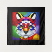 Alexander's Cat schwarzer Teppich Wandteppich (Vorderseite)