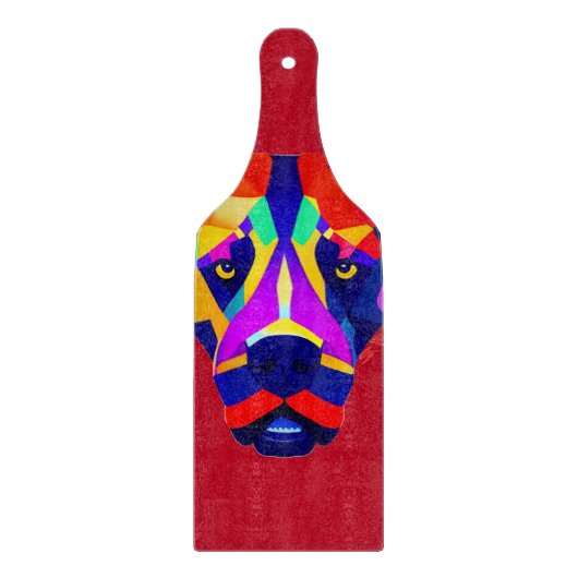 Alexander's Dog rotes Glas-Paddle-Schneidbrett Schneidebrett (Vorderseite)