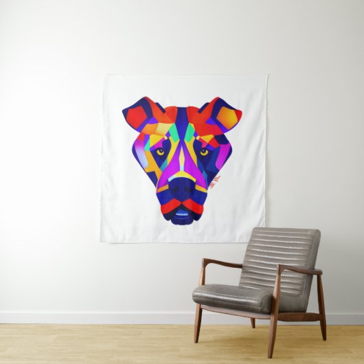 Alexander's Dog white tapestry Wandteppich (Beispiel)