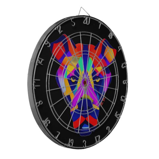 Alexander's Hund schwarze Tafel Dartscheibe (Vorderseite Links)