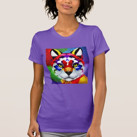 Alexanders Katze Damen lila T-Shirt (Vorderseite)