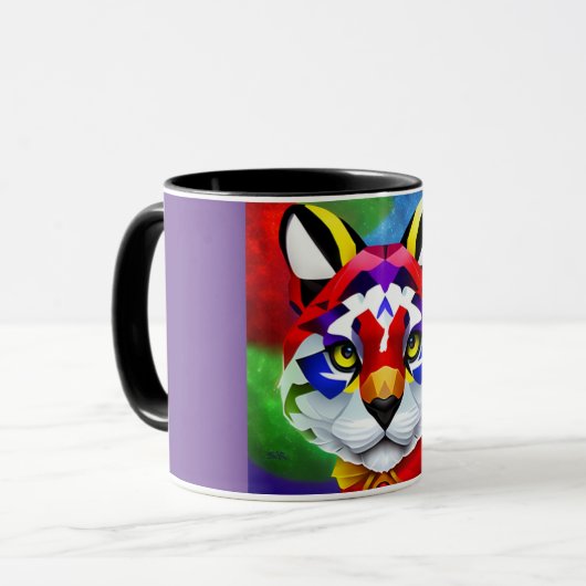 Alexanders Katze lila und schwarze Mitte Combo-Tas Tasse (Vorderseite Links)