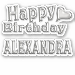 Alexandra Happy Birthday silver Aufkleber Sticker